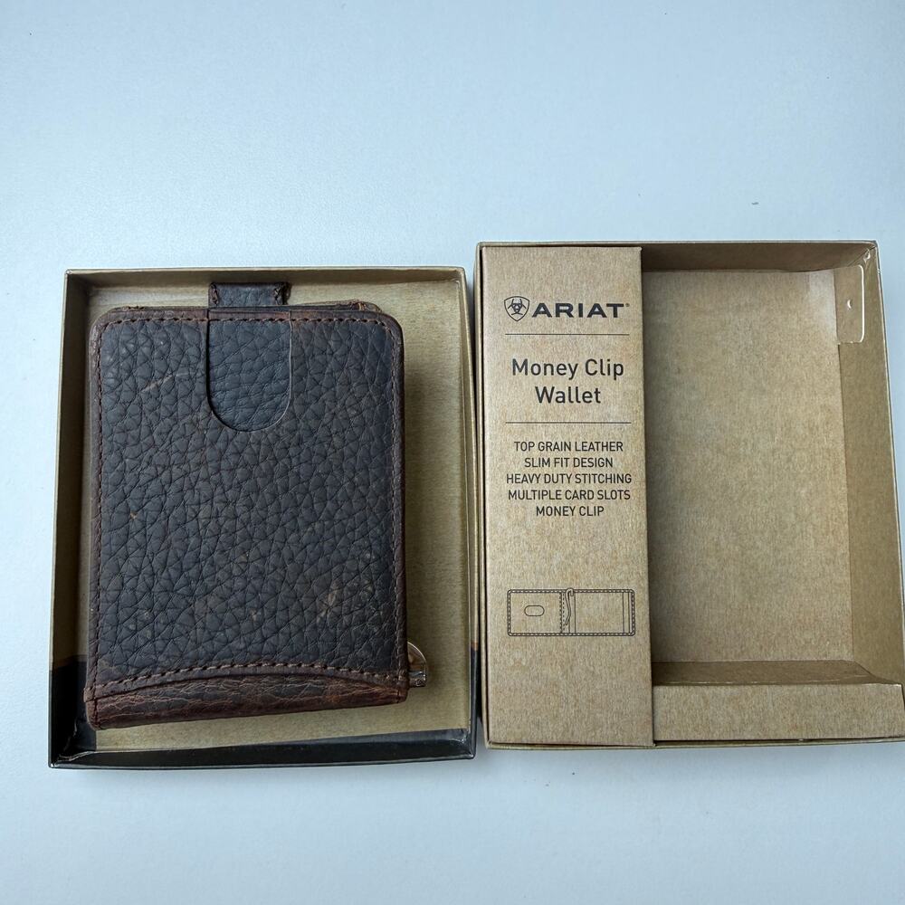 Ariat Bifold Wallet with Money Clip and Boot Stitch Design, Light Brown 944 - Picture 6 of 6